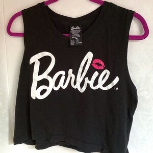 Black sleeveless Cropped Barbie T-Shirt